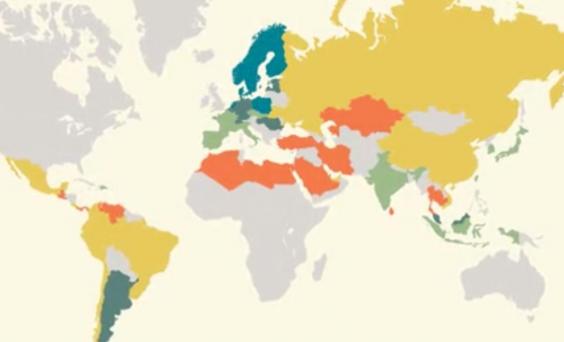Карта стран, в которых говорят по-английски